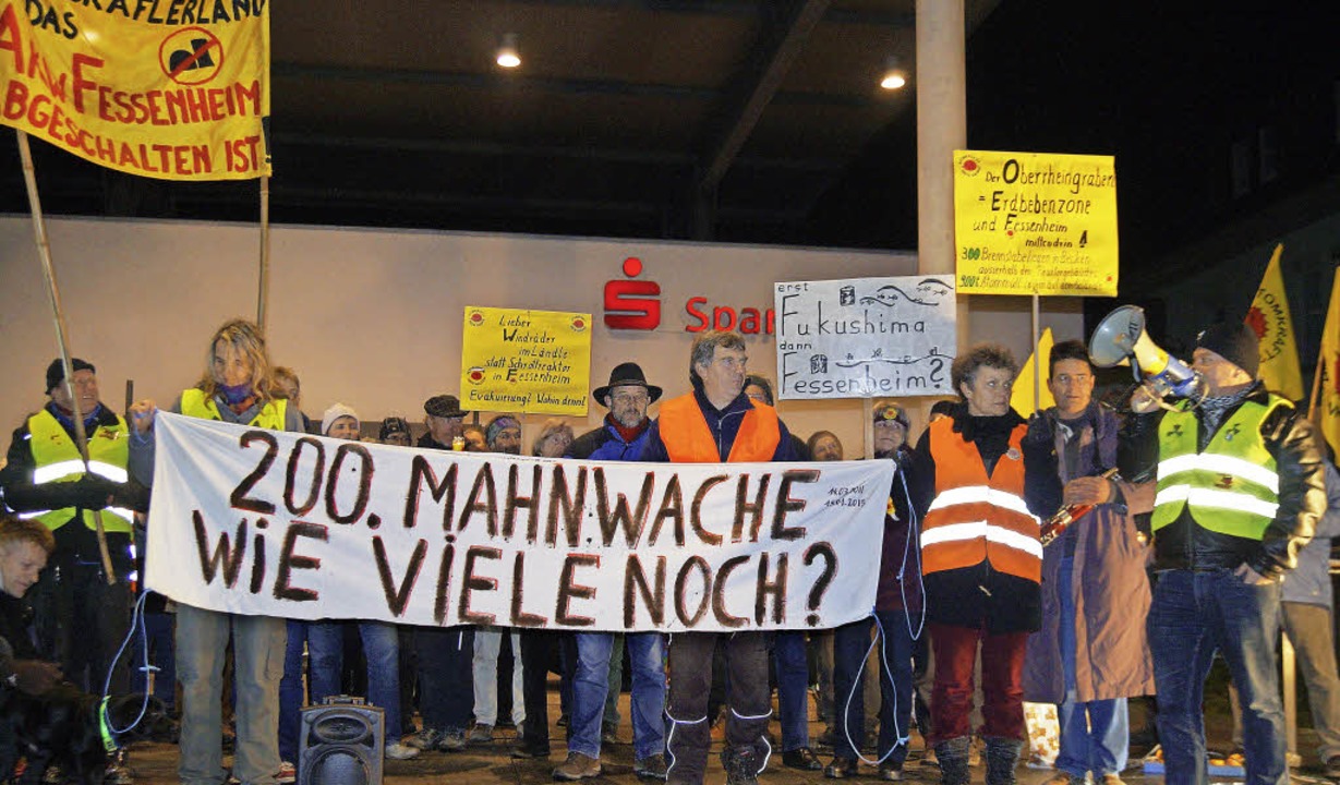 Vor einem Jahr fand die 200. Mahnwache... des AKWs Fessenheim zu protestieren.   | Foto: Silke Hartenstein
