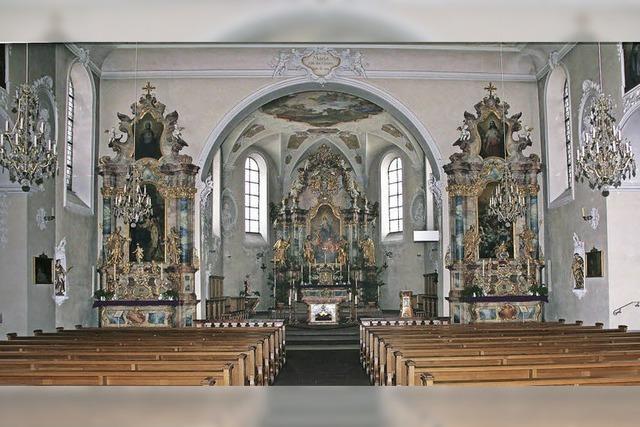 Der Innenraum der Wallfahrtskirche wird saniert