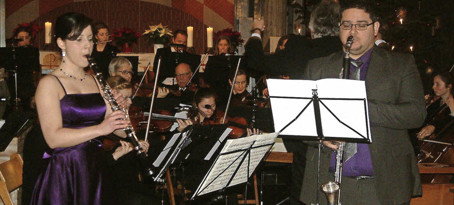 Die Klarinettisten Shelly (links) und ...m Konzert in der Heilig-Kreuz-Kirche.   | Foto: Roswitha Frey