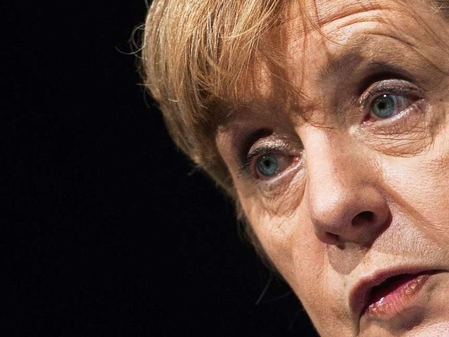 Angela Merkel bei ihrer Rede in Freiburg  | Foto: dpa