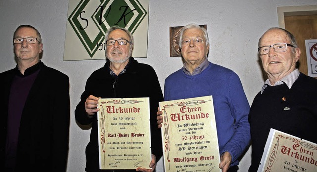 Ehrungen beim SV Kenzingen: von inks V...Jahre) und Eberhard Kimmi (40 Jahre).   | Foto: Werner Schnabl