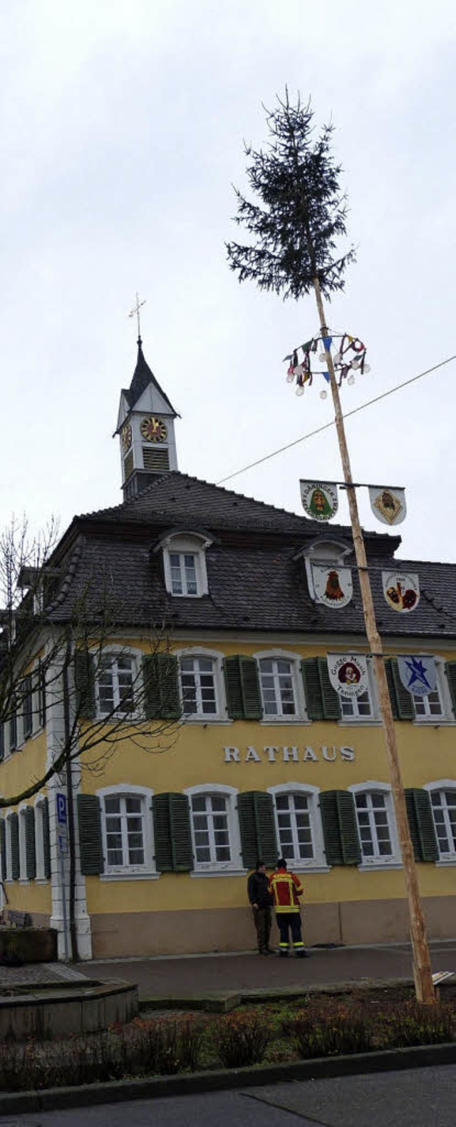 Narrenbaum TeningenZum 21. Mal wurde v... vor dem Teninger Rathaus aufgestellt.  | Foto: Aribert Rssel