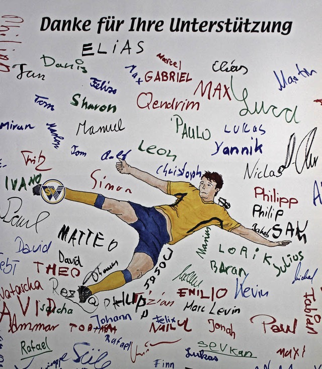 Auf Plakaten sagt die Fuballjugend Danke.   | Foto: Verein