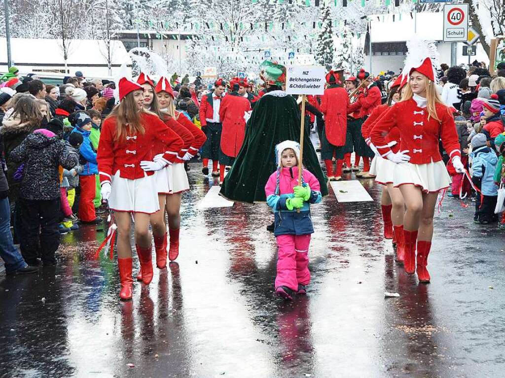 In Stegen beteiligten sich 74 Narrenznfte, Musikkapellen, Guggemusiken und Fasnetcliquen am groen Jubilumsumzug der Waldgeister.