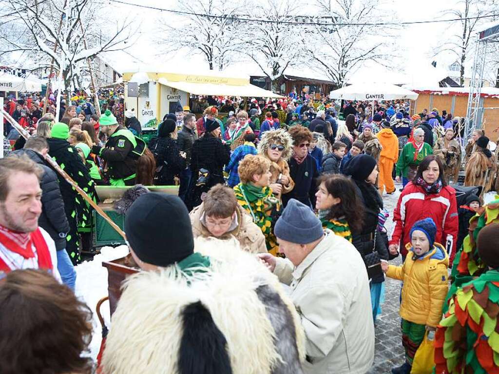 In Stegen beteiligten sich 74 Narrenznfte, Musikkapellen, Guggemusiken und Fasnetcliquen am groen Jubilumsumzug der Waldgeister.