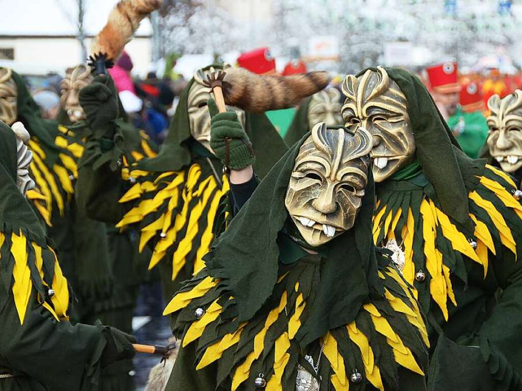 In Stegen beteiligten sich 74 Narrenznfte, Musikkapellen, Guggemusiken und Fasnetcliquen am groen Jubilumsumzug der Waldgeister.