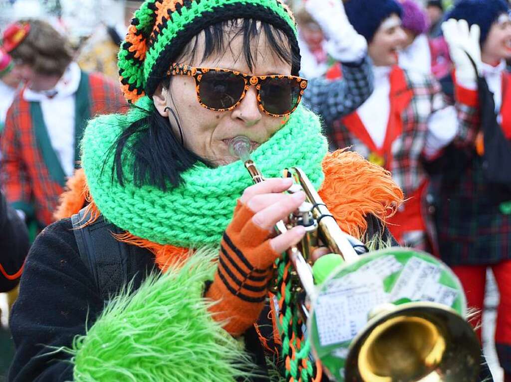 In Stegen beteiligten sich 74 Narrenznfte, Musikkapellen, Guggemusiken und Fasnetcliquen am groen Jubilumsumzug der Waldgeister.