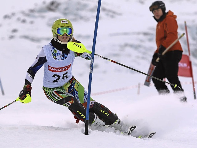 Whrend die Konkurrentinnen reihenweis...Rang neun ihr skifahrerisches Talent.   | Foto: horning-Wiesler