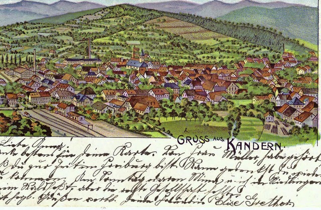 Idylle mit Schornsteinen und Bahngleis...m Jahr 1902 auf dieser Postkarte dar.   | Foto: Gessner