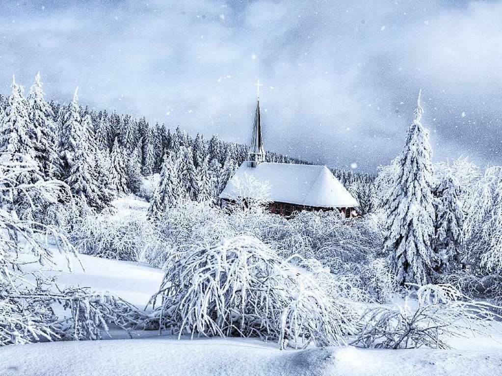 Motiv 10 (Februar): Kapelle auf dem Kandel im Schnee