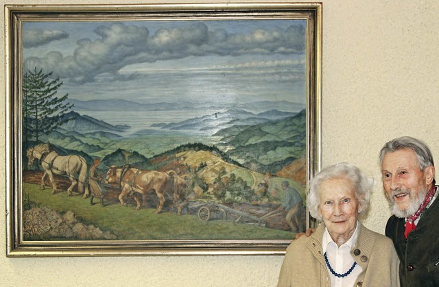 Der Blick ins Dreisamtal malte eins Ca...ts: Karl Baum und seine Frau Karoline.  | Foto: Eva Korinth