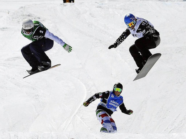 Rasant abwrts geht es beim Snowboardcross.  | Foto: Miguel Angel Molina