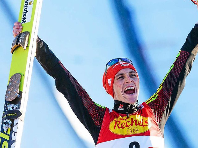 Eric Frenzel &#8211; Die Freude des Siegers nach dem Skating  | Foto: dpa