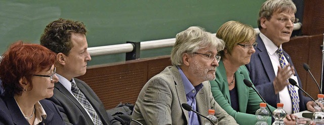 Podium mit etlichem Konsens: (von link...mann (Die Grnen), Eicke Weber (FDP).   | Foto: Michael Bamberger