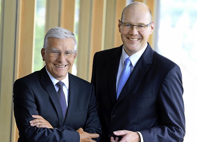 Mit 2015 zufrieden: Die Volksbank-Vors...nther Heck (links) und Ulf Bleckmann   | Foto: Volksbank