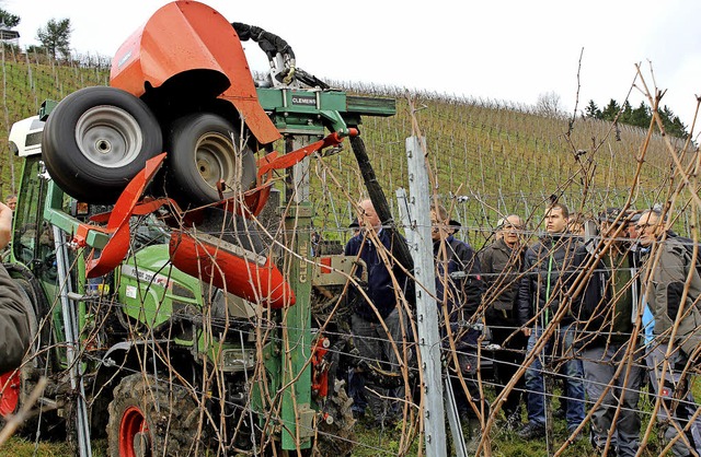 Maschinen, die beim Rebschnitt helfen,... auf dem Blankenhornsberg vorgestellt.  | Foto: Joshua Kocher