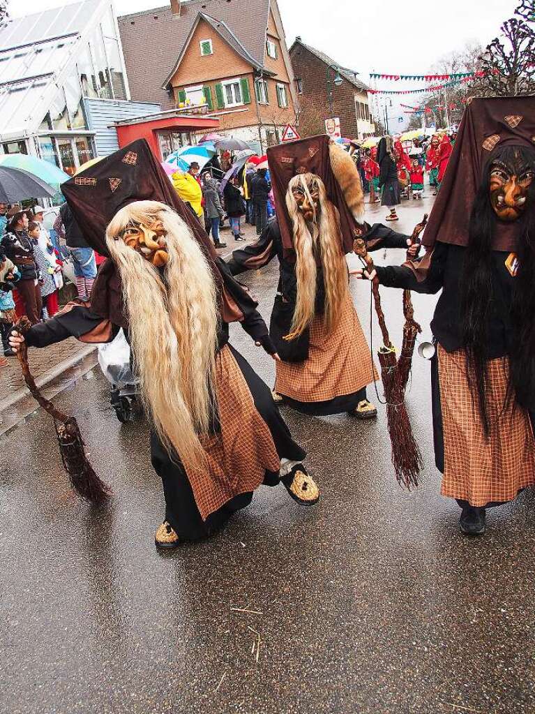 Eine kunterbunte Narrenparade bewegte sich durch Kirchzarten. Der Regen konnte den Fasnchtlern nichts anhaben.