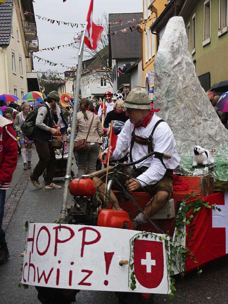 Narren und Zuschauer trotzten gutgelaunt den Wetterkapriolen.