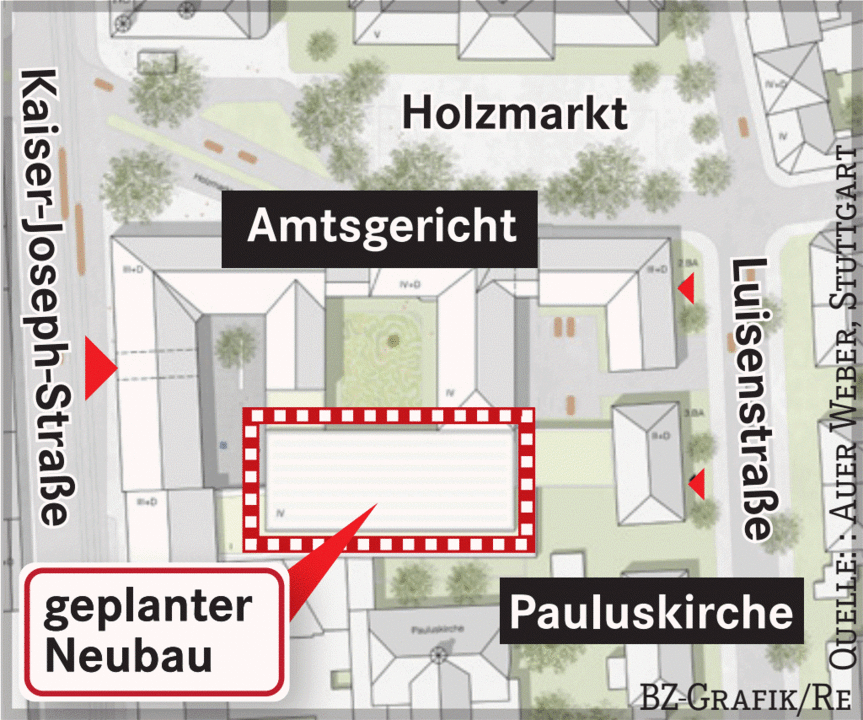 Land plant 20MillionenNeubau fürs Amtsgericht Freiburg Freiburg