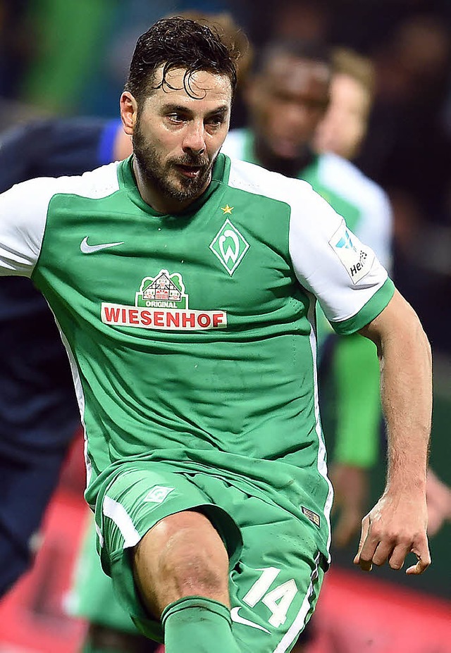 Auch sie vollen ins DFB-Pokalfinale: Claudio Pizarro mit Werder Bremen...  | Foto: dpa