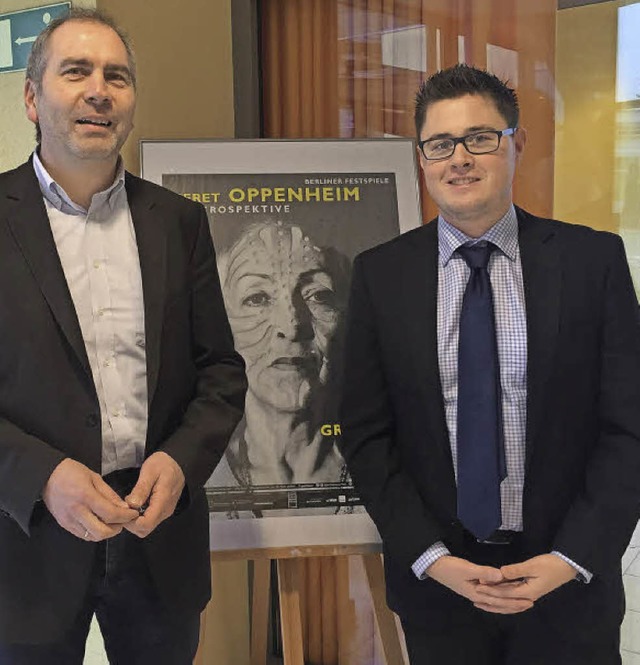 Rektor Stefan Royl mit Brgermeisterkandidat Mark Leimgruber im Schulzentrum.   | Foto: BZ