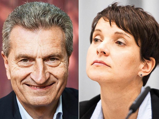 Gnther Oettinger und Frauke Petry werden wohl keine Freunde mehr.  | Foto: dpa