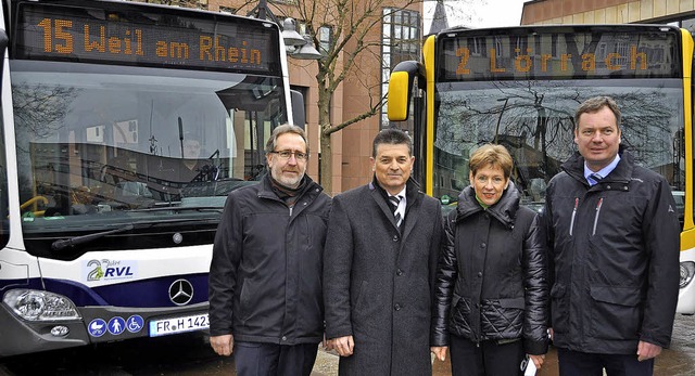 Thomas Lang, Frank Silzer, Marion Damm... der SWEG-Flotte im Landkreis Lrrach   | Foto: Daniel Gramespacher