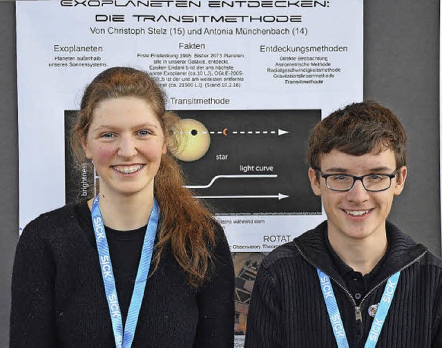 Die Exoplaneten im Blick: Antonia Mnc...222;Jugend forscht&#8220; in Freiburg.  | Foto: Katja Leist