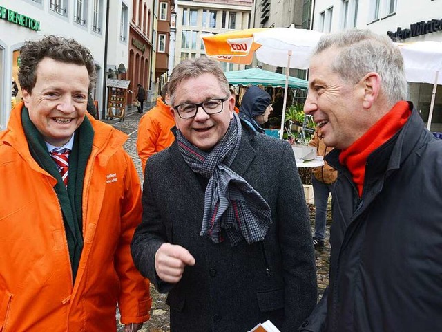 Gute Laune zum Jubilum: Das CDU-Trio ...Baumgrtner, Guido Wolf, Klaus Schle.  | Foto: Rita Eggstein