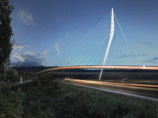 Lahr wchst mchtig und das Gesicht de... ndert sich: Die Brcke ber die B36.  | Foto: Architekten