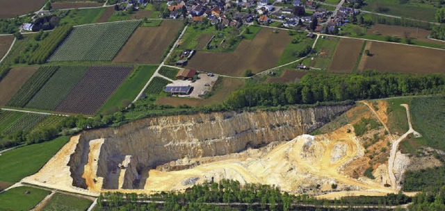 Das Bild zeigt den Steinbruch Kapf mit...iet III (links im Bild) im April 2015.  | Foto: Erich Meyer