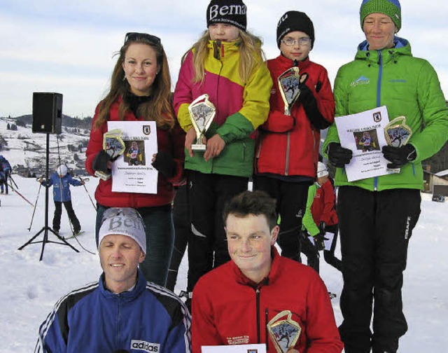 Die nordischen Vereinsmeister der Ski-...en Spitz (vorne). Es fehlt Henry Ohl.   | Foto: Ulrike Spiegelhalter