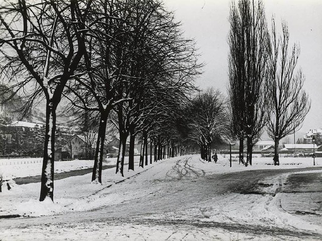 Damals gab es noch richtige Winter: di...tung Osten um 1930. Links die Dreisam.  | Foto: Stadtarchiv