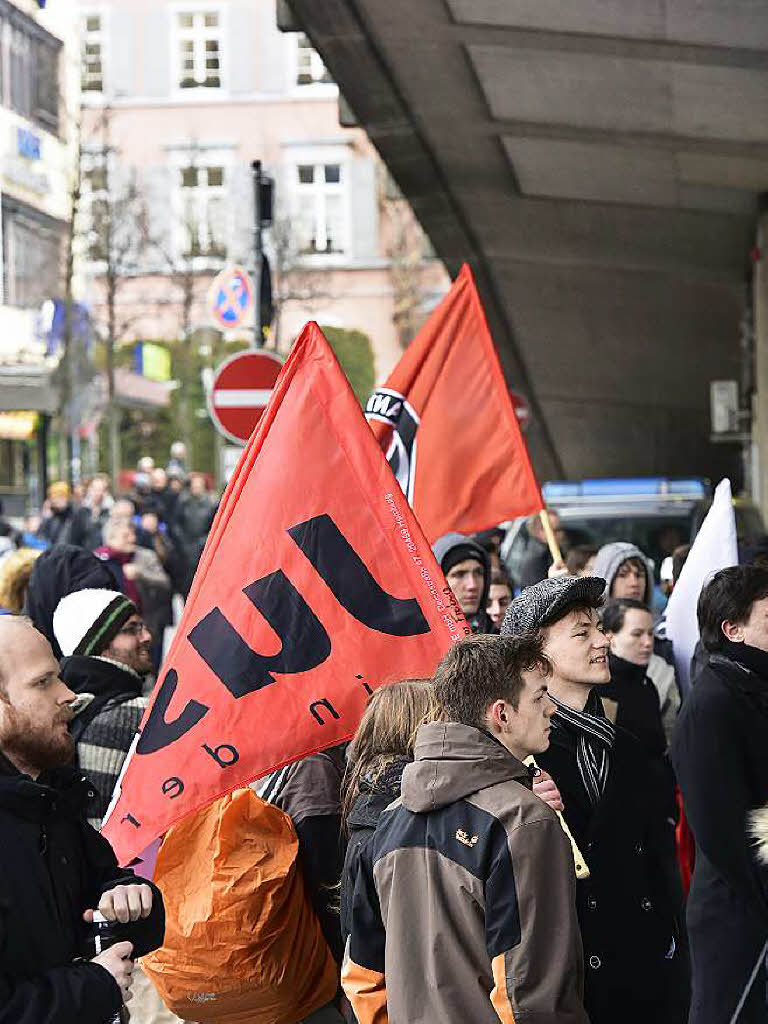 Linke Demonstranten waren in der berzahl