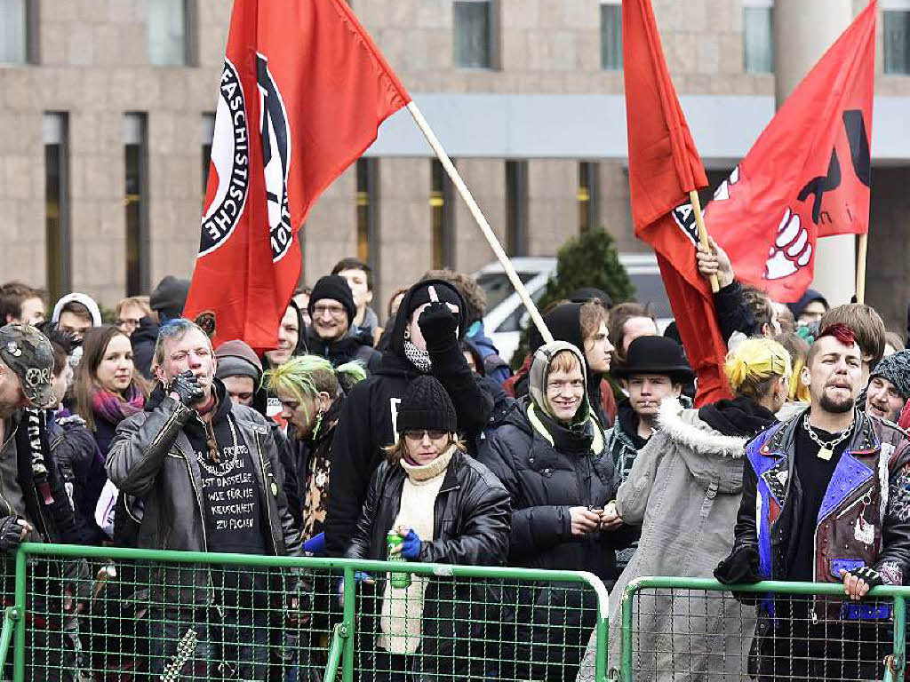 Linke Demonstranten waren in der berzahl