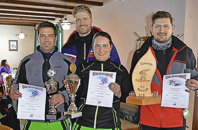 Die Clubmeister vom Skiclub Hotzenwald...e und Snowboardmeister Jrgen Kaiser.   | Foto: Sandhya Hasswani