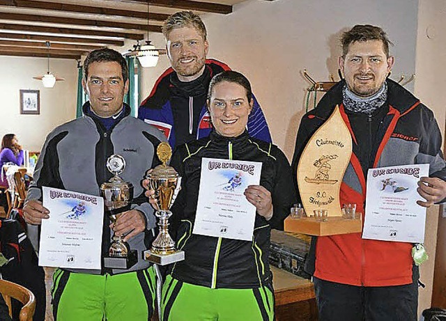 Die Clubmeister vom Skiclub Hotzenwald...ke und Snowboardmeister Jrgen Kaiser   | Foto: Sandhya Hasswani