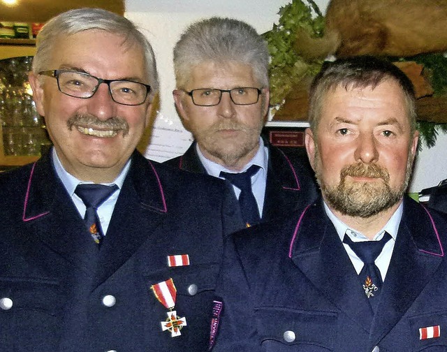 Brgermeister Helmut Kaiser, Konrad We...erwehrdienst geehrt werden (von links)  | Foto: privat