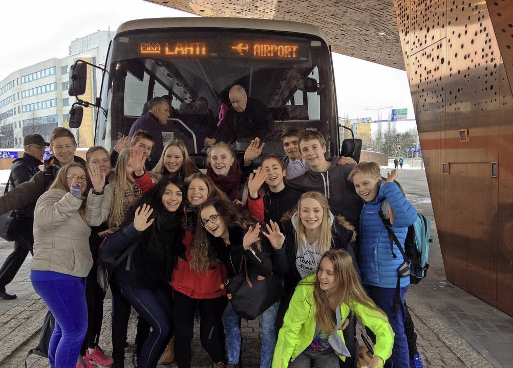 Die finnische und deutsche Schülergruppe beim Besuch in Finnland  | Foto: Schule