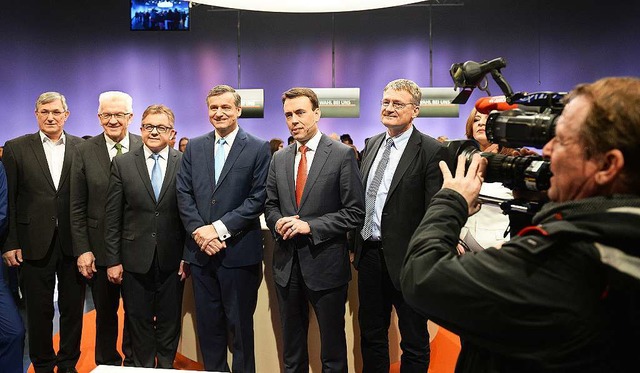 Die Spitzenkandidaten (von links): Ber...s Schmid (SPD) und Jrg Meuthen (AfD).  | Foto: dpa