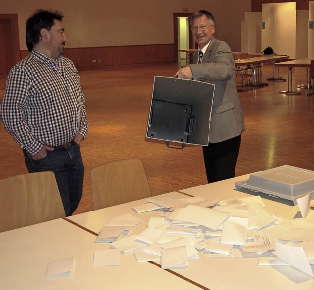 Ihren Spa hatten beim Leeren einer Wa...Rieder (links) und Wolfgang Pfeiffer.   | Foto: J. Schtz