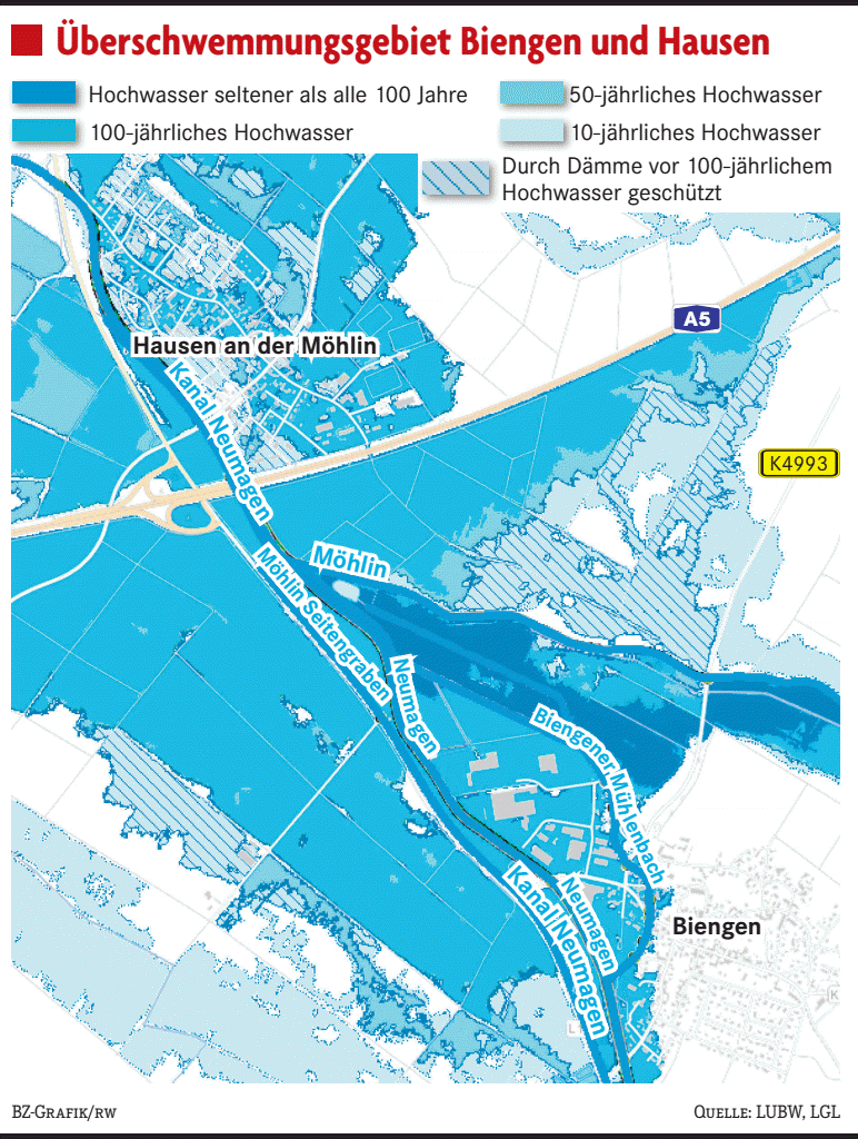 Neue Hochwassergefahrenkarte hemmt bauliche Entwicklung - Bad Krozingen - Badische Zeitung