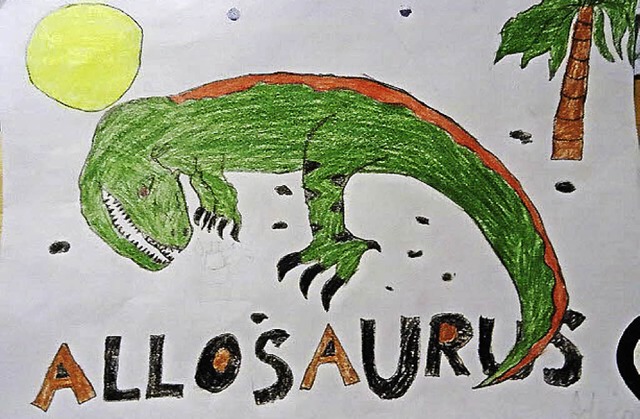 Ein Allosaurus, gemalt von Sonia Roller und Moritz Knller   | Foto: Krzinger