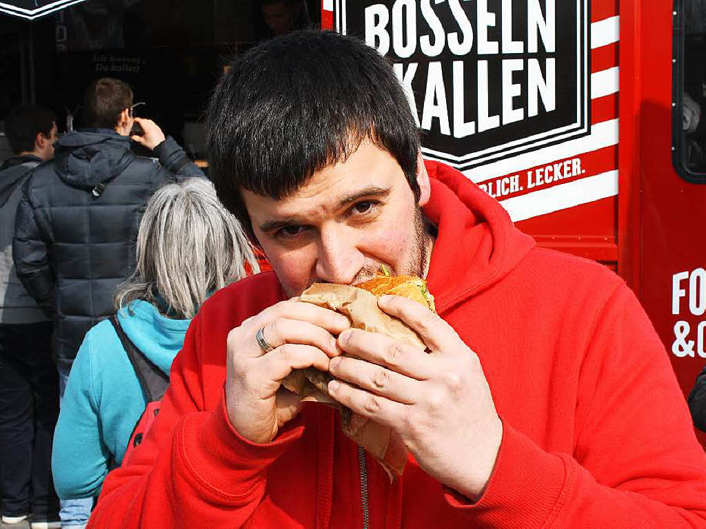 Tobias Heiberger, 27 Jahre, aus Gengenbach. So muss sein Burger sein: Hauptsache saftiges Fleisch.