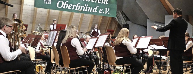 Die Gste des Musikvereins Opfingen, u...n  mit abwechslungsreicher Blasmusik.   | Foto: Silas Schwab