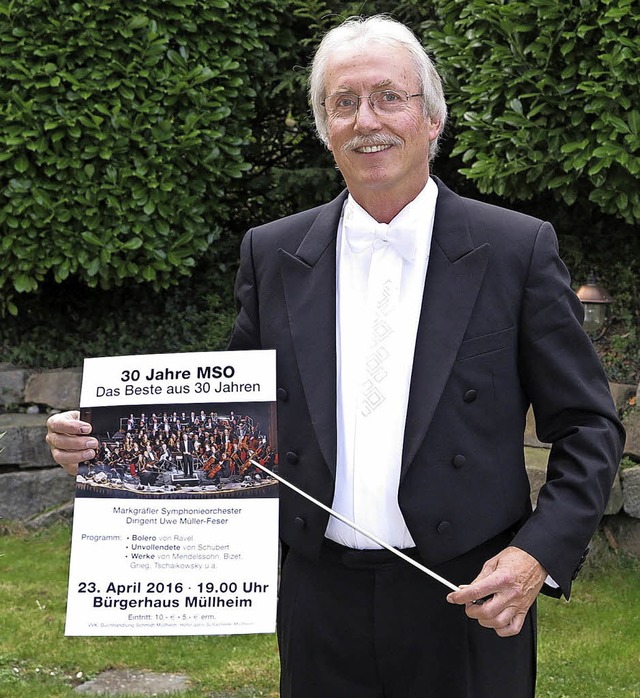 Seit 30 Jahren dirigiert Uwe Mller-Feser das Markgrfler Symphonieorchester.  | Foto: Dorothee Philipp