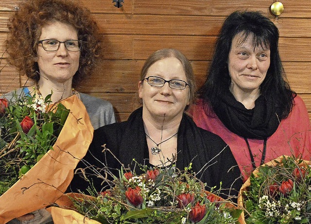 Blumenstrue  als Dank fr groes Eng... Haller und Andrea Brokatzki (v. li.)   | Foto: steinfelder