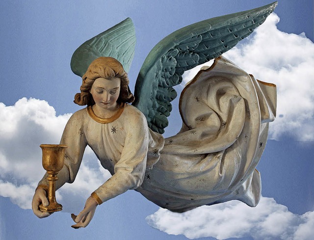 Dieser restaurierte Engel, der einst i... Breisacher Stadtmuseum zu bewundern.   | Foto: Fotomontage: Beate Weiss