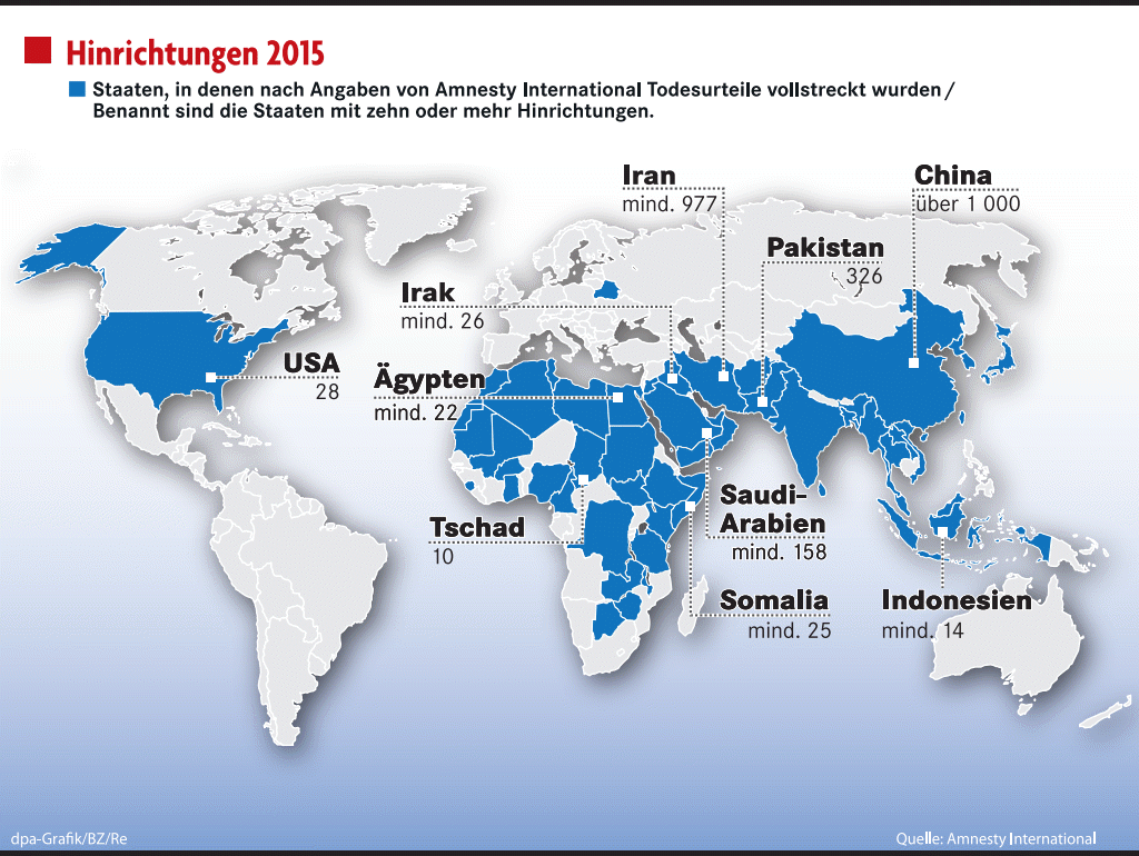 Weltweit mehr Hinrichtungen Ausland Badische Zeitung