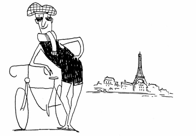 Freizeitradler vor Eiffelturm   | Foto: Zeichnung: Philip Waechter